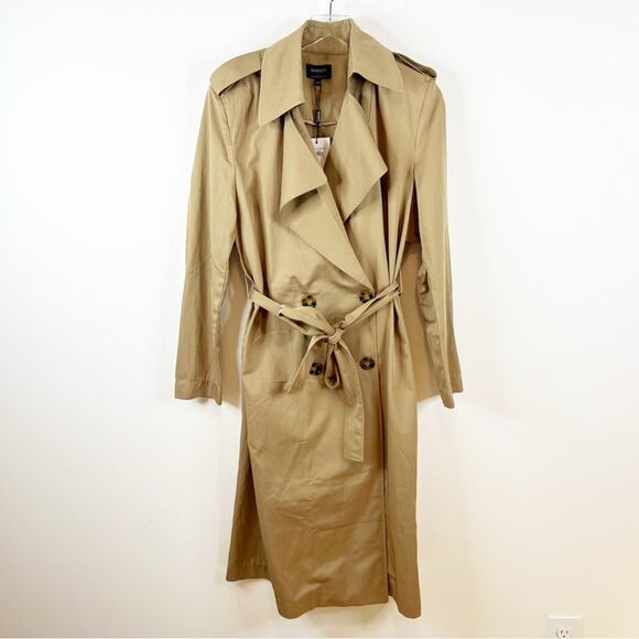 NWT Bardot The Classic Belted Trench Coat 10 Tan - Picture 2 of 8